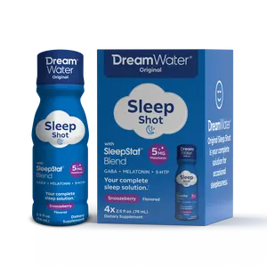 Dream Water Snoozeberry Sleep Shot, Sleep Support Supplement, Nighttime Sleep Solution, Stay Asleep & Wake Refreshed, Sleep Drink Mix, 4 Pack