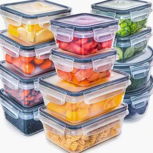 24 Pieces Food Storage Containers Set With Snap Lids (12 Lids + 12 Containers), Plastic Containers, Lunch Container Bento Box For Home, Black