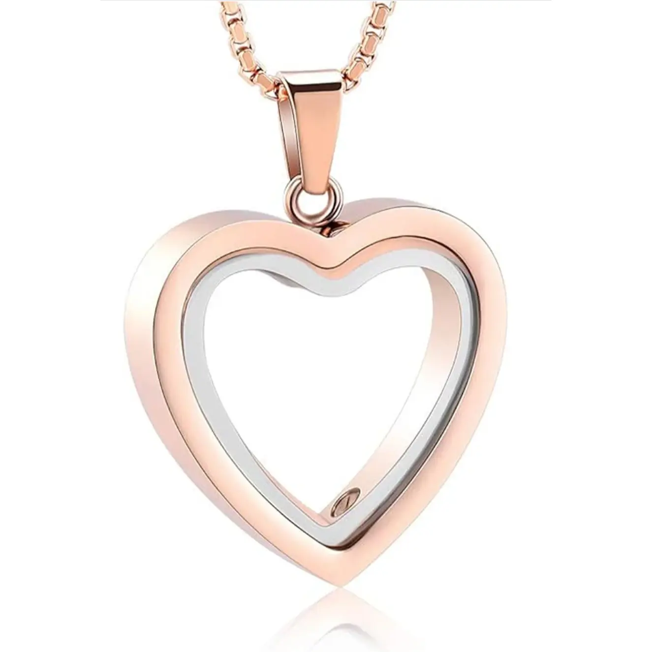 Minimalist Heart Locket Necklace, Stainless Steel Thin Profile Memorial Pendant in Gold, Silver & Rose Gold for Meaningful Gifts, Heart Locket Necklaces, Electroplated