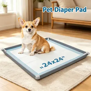 24-Inch Silicone Dog Urinal Pad Tray, Foldable Non-Slip Pet Floor Protector, Easy Clean Soft Material, Prevents Leaks, Saves Space