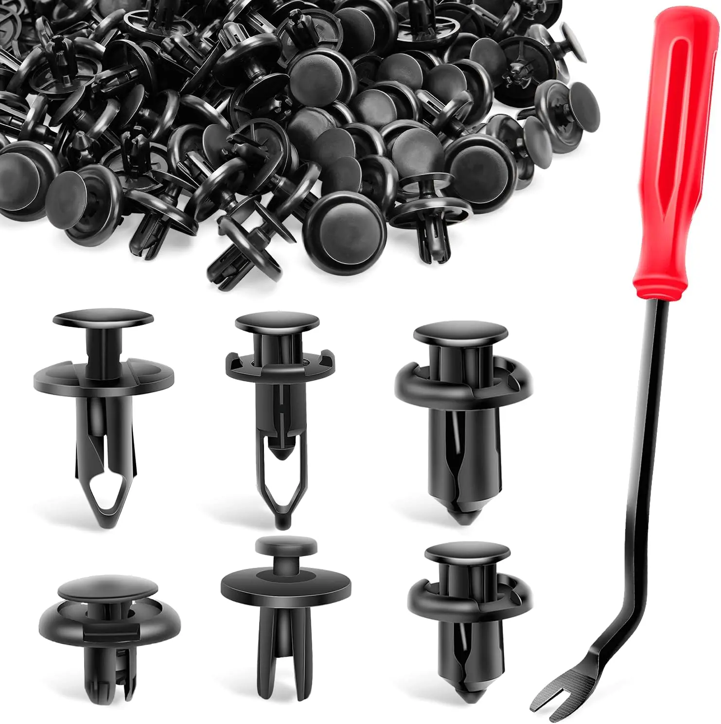 Nilight 240PCS Car Retainer Clips Fastener Remover 6.3mm 8mm 9mm 10mm Expansion Screws Replacement Kit Bumper Push Rivet Clips for GM Ford Toyota Honda Chrysler Bonus Fastener Remover 2 Years Warranty