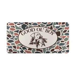 Good Ol’ Boy Camo License Plate, 12" x 6" Aluminum Vanity Tag for US Vehicles, Hunting Gift, Vintage Duck Camo, Duck Hunting Dog Design, Outdoor Vanity Plate