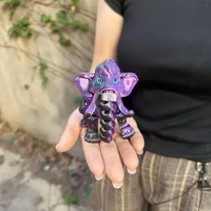 3D Printed Cute Mammoth Elephant Model, Jointed Simulation Craft, Creative Desktop Decor, Fun Toy for Kids and Adults