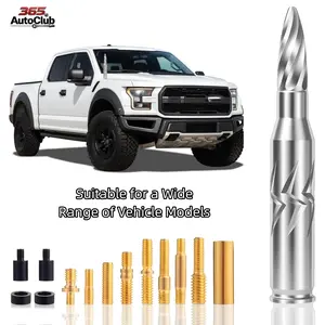 5.5in Chrome 50 Cal Bullet Short Replacement Truck Antenna Automotive Exterior Accessories, Fit for Ford F150 F250 F350 Raptor Dodge RAM 1500 2500 3500 Chevrolet Silverado GMC Majority Models