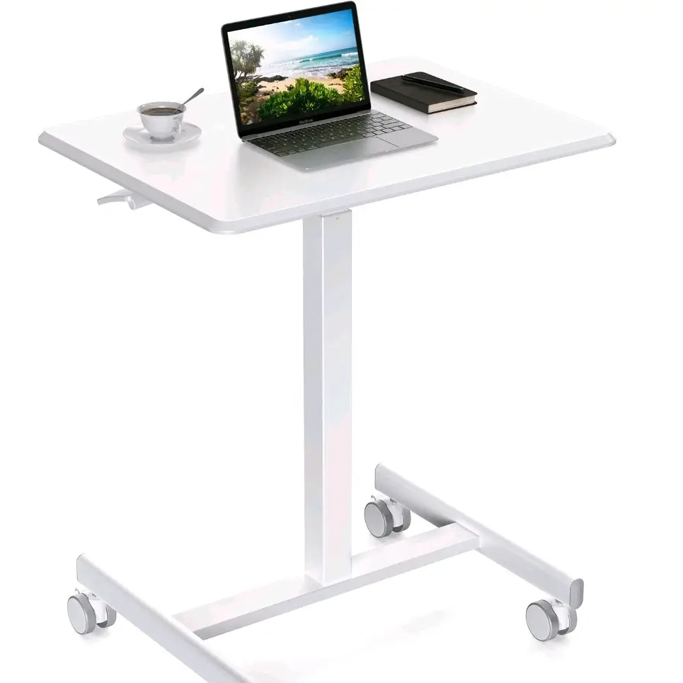 Sweet Furniture Small Mobile Rolling Standing Desk with Wheels - Adjustable Work Table for Home, Office, Classroom