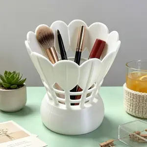 Petal Shape Hollow Makeup Brush Organizer, Desktop Cosmetics Storage Box, Holds Lipstick, Eyebrow Pencil, Office Desk Essential, Perfect Gift