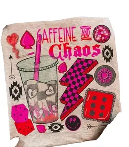 Pink Caffeine And Chaos Collage Sweatshirt, Western Cowgirl, Vintage Crewneck, Women Gift Tee, outdoors Boho, Rodeo Unisex, Country, 4