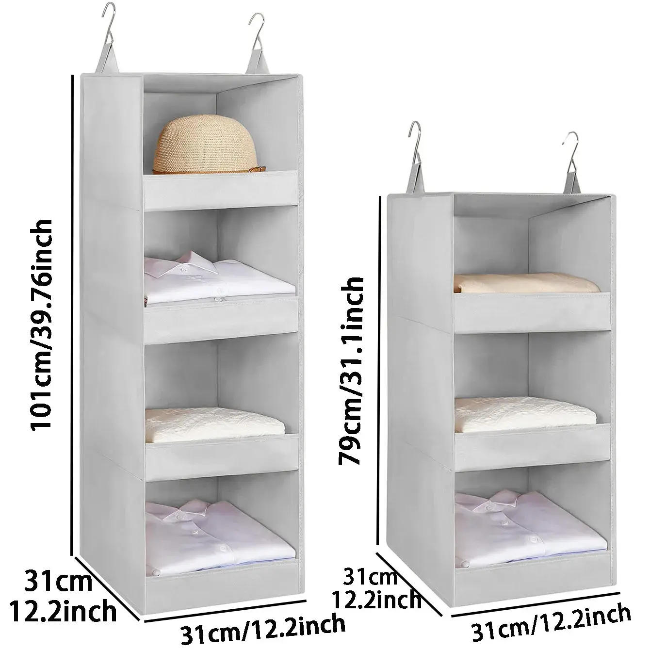 Premium Hanging Closet Organizer – Foldable Fabric Storage Shelves for Wardrobe, Bedroom & Closet Organization NONE