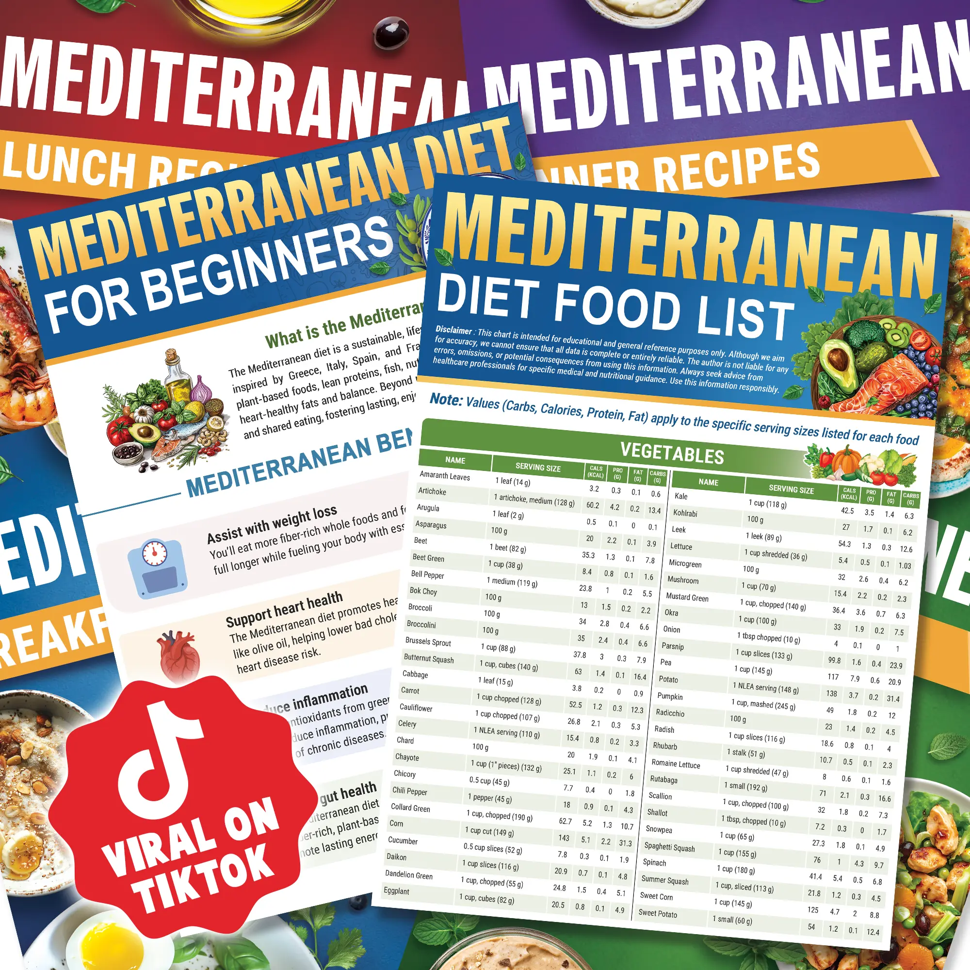 6 Pcs Mediterranean Diet for Beginners & Seniors