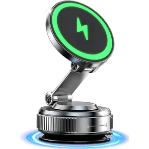 for MagSafe Car Mount Charger, 15W Fast Charging Magnetic Wireless Car Charger, Vacuum Magnetic Phone Holder [120LBS Ultra Suction Cup & 3000gf Magnet ] 780° Dashboard Car Bracket for iPhone & Android
