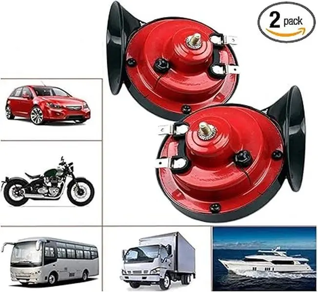 300db Double Horn Pack (12v, Waterproof) - Trucks, Trains, Ships; Motorcycles, Alternate Car Parts (Red)