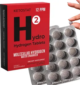 Hydrogen Water Tablets (60CT) - American-Made, 12 PPM Nanobubbles, Travel-Friendly Electrolyte Wellness Supplement for Drinking Water