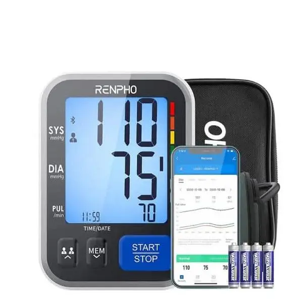RENPHO Smart Bluetooth Blood Pressure Monitor with Free App Sync, Dual-User Memory and Irregular Heartbeat Alert