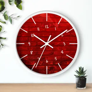 Wall Clock Red Brick Clock Unique Silent Analog Graphic Clock Urban Art Style | Shop Now!