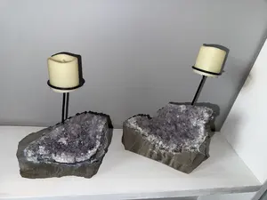 Amethyst geode candleholders - Set