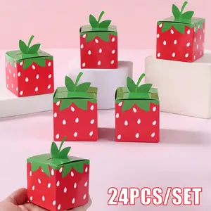 2/12/24 Piece Strawberry Themed Gift Box Set, Mini Gift Boxes, Mini Candy Storage Container, Birthday Party Decorations & Gender Reveal Supplies
