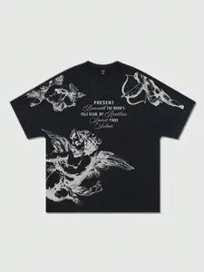 Men's Renaissance Cherub Oversized T-Shirt | Baroque Angel Print, Gothic Aesthetic | Trendy Streetwear Essential | Perfect for Dark Academia & Edgy Urban Style Enthusiasts