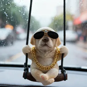 Labrador car rearview mirror suspension accessories, cute swinging dog rearview mirror accessories for men and women, cute swinging Labrador car pendant, car rearview mirror suspension decorations for dogs, and home decor, Car Hanging Decoration