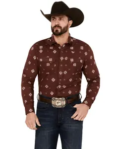 Pendleton Men's Laramie Diamond Print Long Sleeve Western Snap Shirt - Ra907-79332