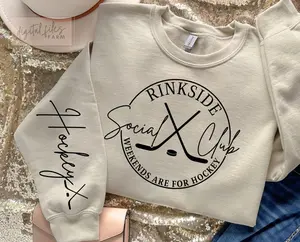 Custom Hockey Mom Sweatshirt With Players Name on Sleeve, Rinkside Social Club Shirt, Game Day Tee