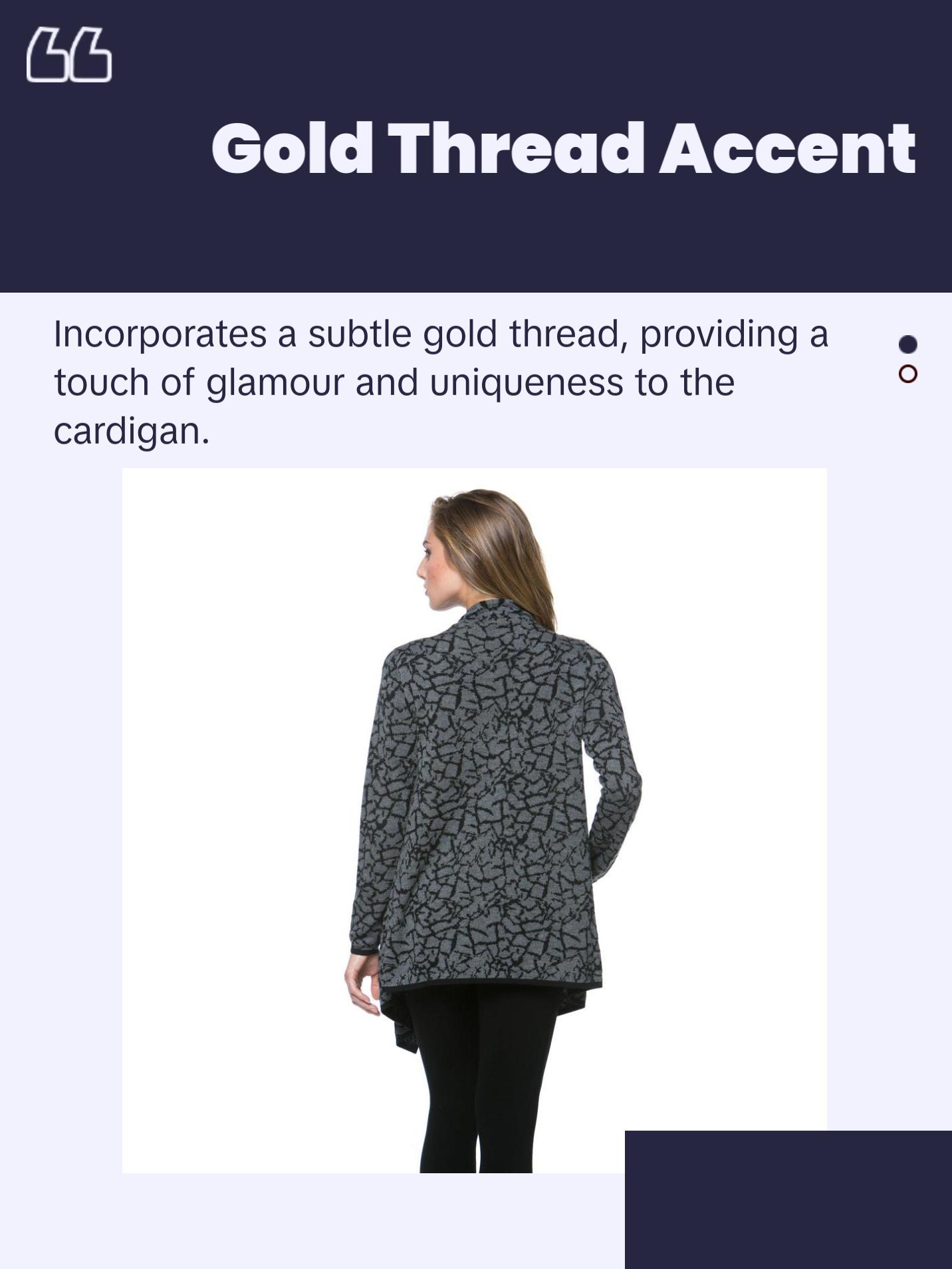 CRD-02352 Women's Knitted Cracked Print Draped Open Front Cardigan