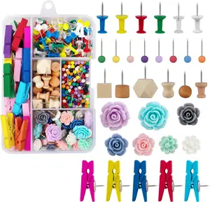 200 Pcs Thumb Tacks Push Pins Board Map Marking Pin Clips for Cork Board Decor