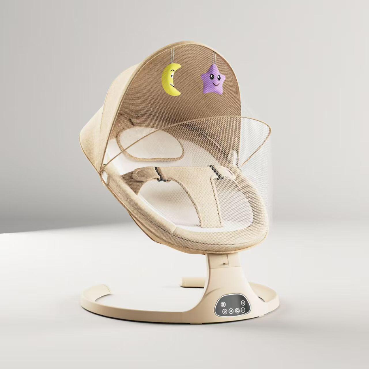 5-speed adjustable baby electric swing, portable anti-recline newborn rocking chair