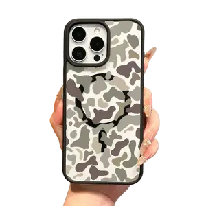 Premium Magnetic Silicon TPU Smartphone Cover, MagSafe-Ready Case for iPhone 11/12/13/14/15/16 Pro Max, Camouflage Design, Anti-Fall Protection, Ultra-Thin, Waterproof Mobile Phone Accessory for Everyday Use, Accessories