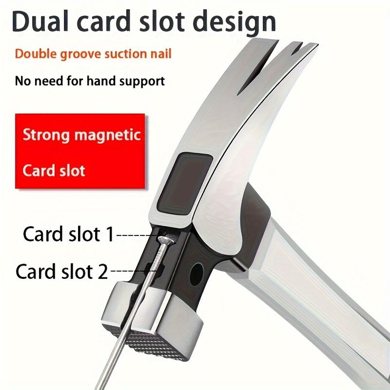 2-in-1 High Carbon Steel Claw Hammer with Nail Puller - Double Groove Design, Round Head Safety - Ideal for Home, Industrial, and Emergency Use, Portable for Carpentry and Camping