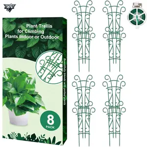 8 Pack Stackable Indoor Plant Trellis Stakes, Practical Potted Climbing Plant Support Frame, Multipurpose Garden Flower Plant Growing Fixing Accessories For Indoor Green Plants Use