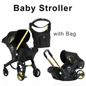 (No Base)Foldable Four-wheel Baby Stroller with Free Bag Newborn Stroller Foldable Legs Equipped with Chest Clip One-Click Contraction Function Aluminum Alloy 4-wheel Travel Toddler Stroller
