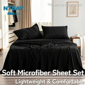 NTBAY Soft Microfiber Bed Sheet Set, 4 Pieces Lightweight Brushed Sheets with Deep Pocket, All Season Bedding Set