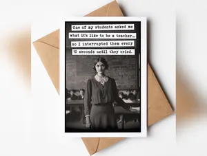Katie Doodle ® - Funny Teacher Appreciation Card (5x7 inch) Vintage with Envelope