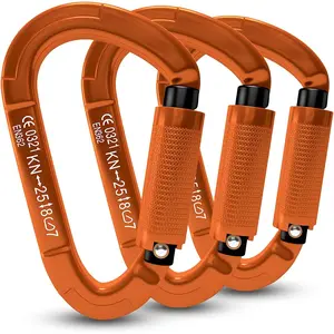 Auto Locking Rock Climbing Carabiner Clips, UIAA Certified Professional 25KN (5620 lbs) Heavy Duty Caribeaners for Rappelling Swing Rescue & Gym etc,Large Carabiners,D-Shaped