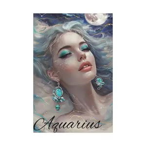 Aquarius Wall Art Canvas - Mystical Zodiac Decor, Horoscope Gift, Astrology Print, Home Decor, Unique Wall Hanging