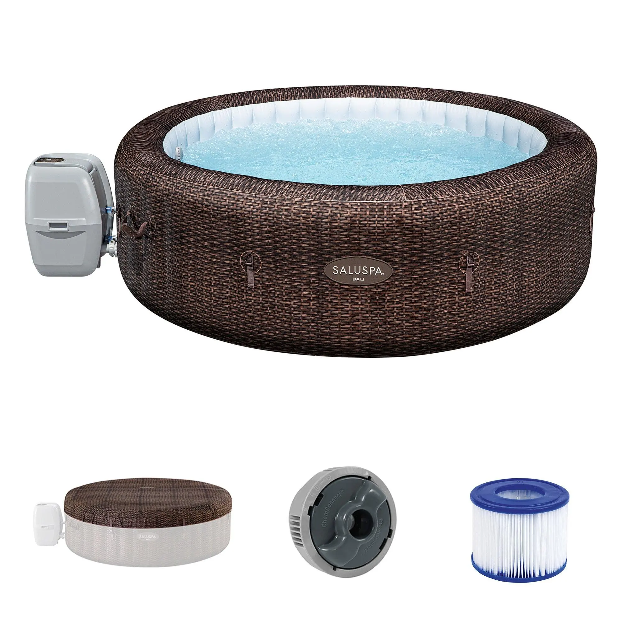 Bestway SaluSpa Bali 5-7 Person Inflatable Hot Tub, Round Spa, 85"x28"