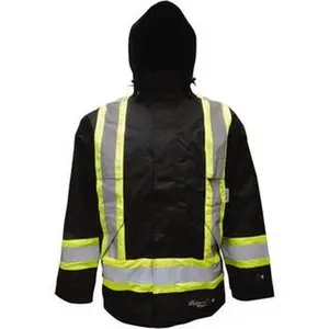 Flame-Resistant Viking Work Jacket - XL, 47" Chest, Synthetic Polyester PU Coating, Wind & Water Resistant, Detachable Hood, Zip-Up Closure, 2 Pockets, No S/N: 42330704, 3907FRJ-XL