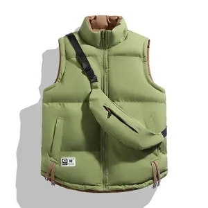 Trendy New Men's Vest Autumn Winter Warmth Thick Sleeveless Coat Comfortable Casual Jacket For Home Menswear Tops Grass Green Gilet Plain