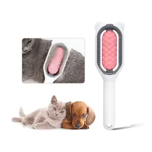 4 in 1 Universal Pet Grooming Tool - Hair Remover Comb, Multifunctional Brushing Tool for Knot Removal and Cleaning (Pink)