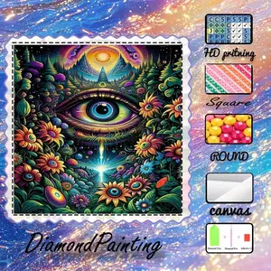 5D-DIY, Advanced Velvet Canvas, Diamond Art, Diamond Painting Kit, Third Eye, Iridescent, Floral AB Diamonds, Fairy Dust Diamond, Crystal Diamond, Perfect Home Decoration, Handmade Diamond Art Painting Kit, Special Craft Diamond Art Kit, Diamond Art Tools