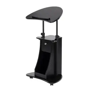 HOMCOM Mobile Laptop Cart, Sit-to-Stand Computer Desk with Drawer, Height Adjustable Rolling Podium Desk Stand with Swivel Top & Storage, Black -W2225P249865
