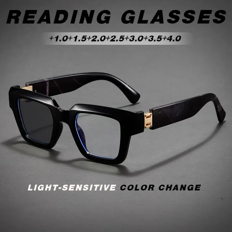 Photochromic Reading Glasses, Reading Sunglasses with Metal Link, Uv400 Protection, Adjustable Comfort Fit High Quality Eyewear for Men & Women, Daily Use Essentials