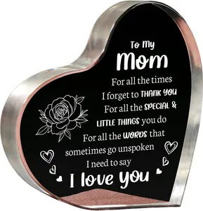 Gifts for Mom Birthday, I Love You Mom Acrylic Keepsake - Birthday Gifts for Moms from Daughter Son, Best Christmas Mother's Day Present
