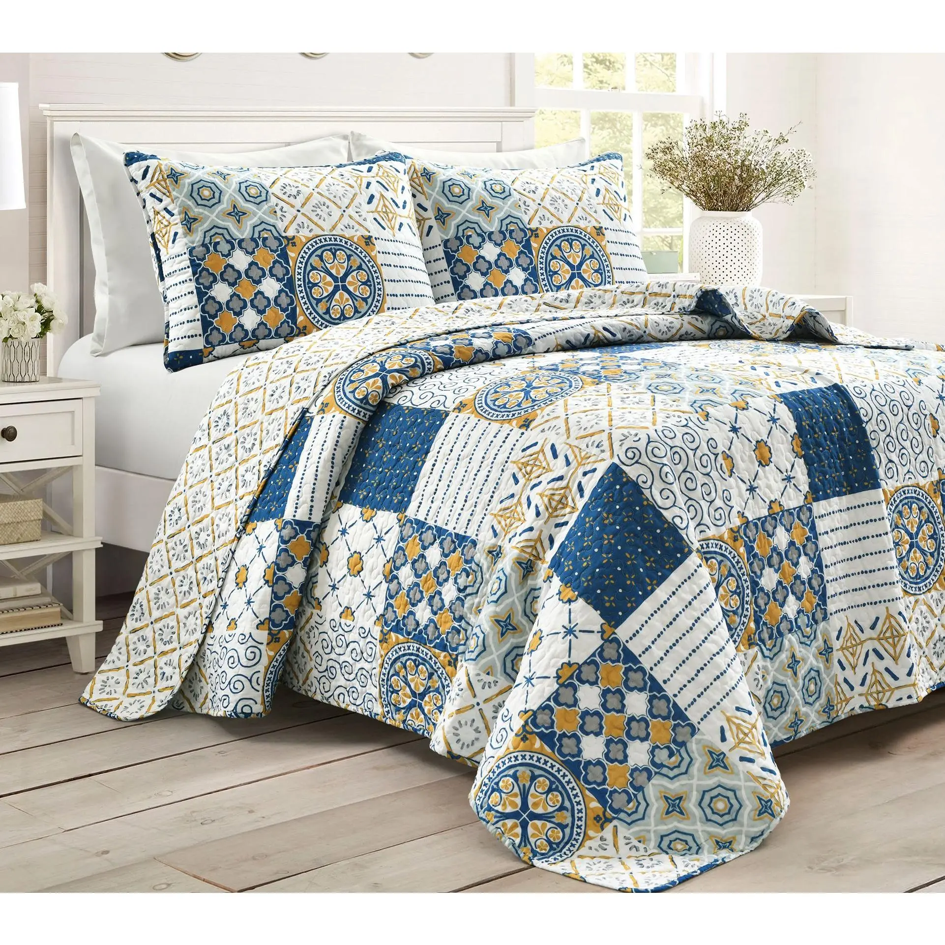 Monique 3-Piece King Quilt Set by Lush Decor