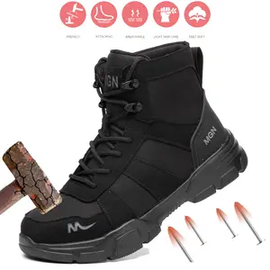 Waterproof Boots Indestructible Men Work Safety Boots Outdoor Anti-smash Anti-puncture Industrial Shoes Protective Boots Anti-slip wear resistant fashionable footwear