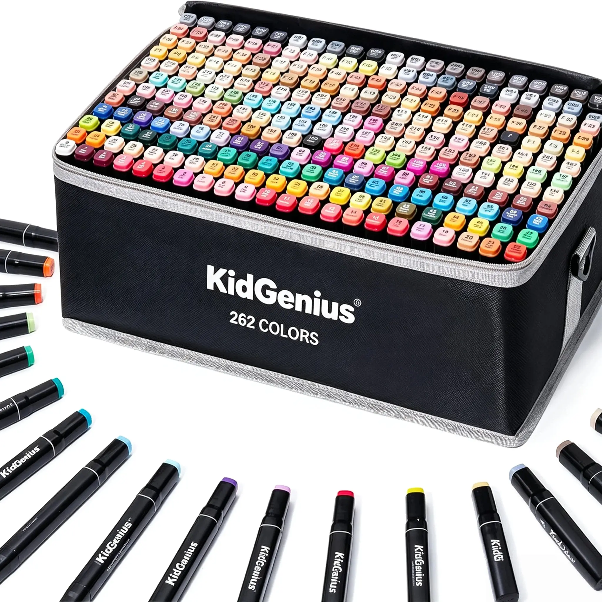 KIDGENIUS Dual Tip Outdoor Art Markers (262/168/120 Count), Quick-Dry Waterproof Rich-Color Pens for Summer DIY Handcrafts & Back-to-School Drawing, Ideal Summer Birthday Gift