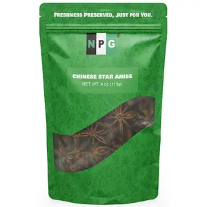 NPG Whole Star Anise Seeds Pods 4 Ounces, Natural Whole Chinese Anise Star Pods Sun Dried Spice, Anis Estrella/Badian Khatai/Illicium Verum Flavor