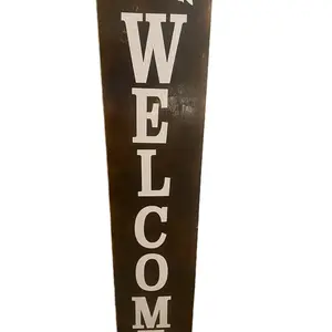 Wooden "WELCOME" Front Yard Signed Sign - Simple Wooden Welcome Plaque for Your Outdoor Space
