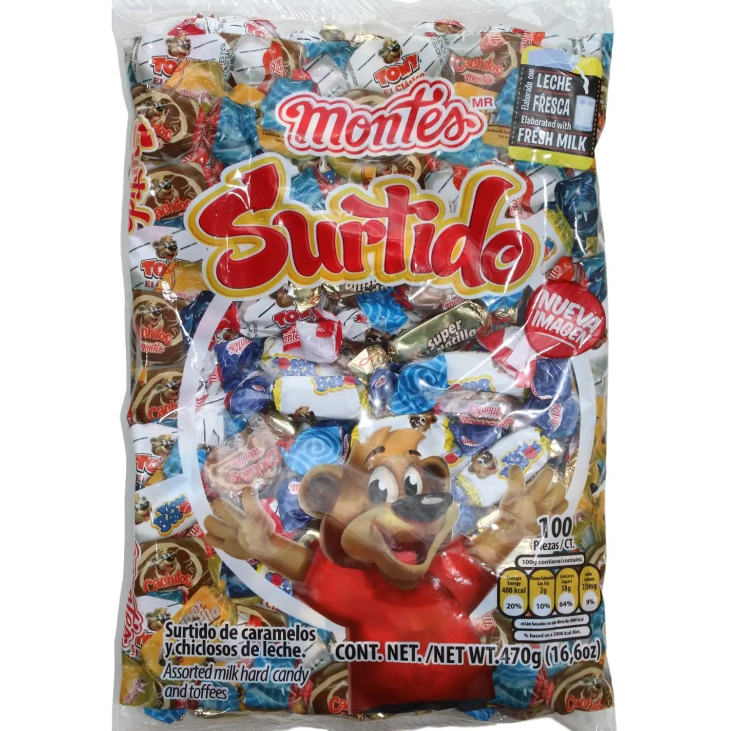 Surtido Montes - Assorted Milk Hard Candy and Toffees 100pcs (Net Weight 16.6oz)