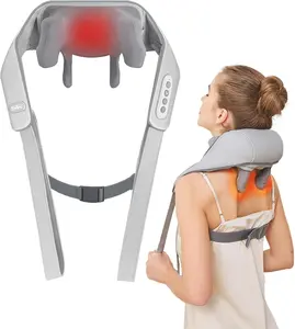 Perlevi Cordless Neck & Shoulder Massage with Heat Rechargeable 6D Kneading Shiatsu Massager for Pain Relief Deep Tissue Gift for Mom Dad Massage machine Beige
